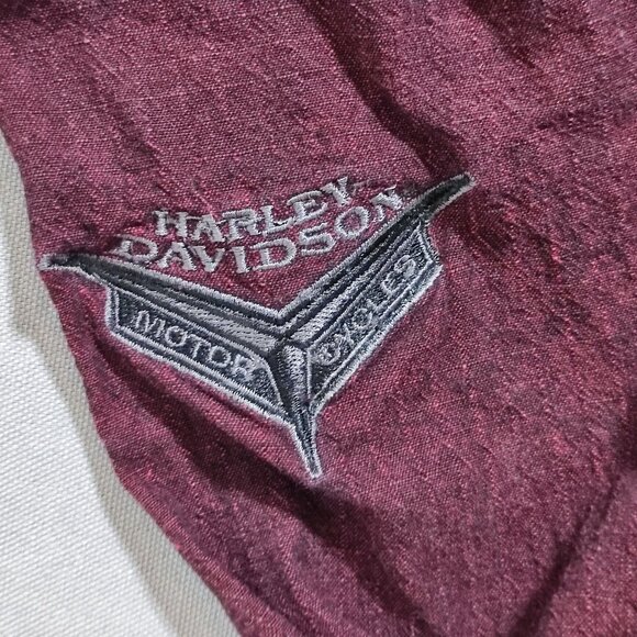 Harley-Davidson casual button down shirt men's L maroon embroidered brand name - Picture 6 of 15